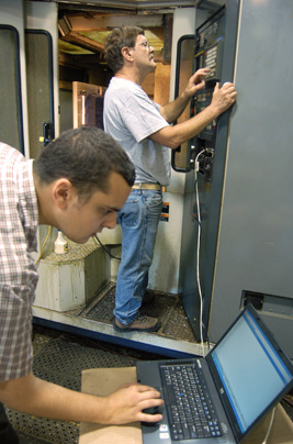 paul and roy transferring data to the cnc mill